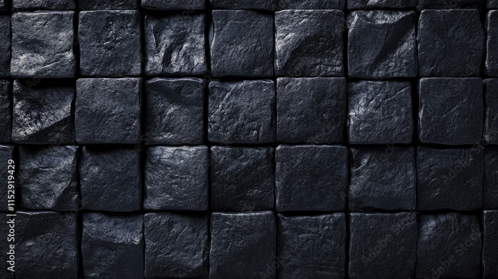 Poster dark slate stone background with textured square tiles