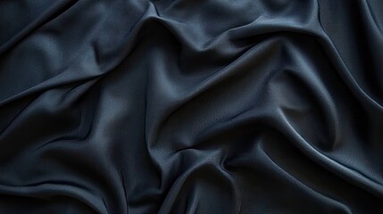 Obraz premium Black Fabric Draped in Soft Waves with Elegant Texture and Shadows