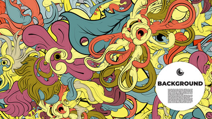 Colorful doodle art with various elements. it is suitable for background, book cover, cover, template, flayer, summer project. it is also useful for coloring book project.