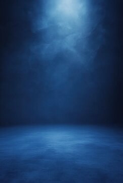 Dark Blue Minimalist Wall Background with Soft Light, Luxury Studio Interior Backdrop for Product Display, AI Generated