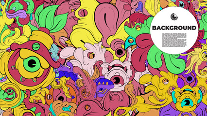 Colorful doodle art with various elements. it is suitable for background, book cover, cover, template, flayer, summer project. it is also useful for coloring book project.