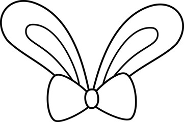 Isolated bunny ears and bow tie outline.
Cute rabbit ears coloring drawing.
Transparent background.