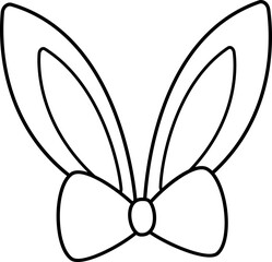 Isolated bunny ears and bow tie outline.
Cute rabbit ears coloring drawing.
Transparent background.