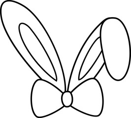 Isolated bunny ears and bow tie outline.
Cute rabbit ears coloring drawing.
Transparent background.