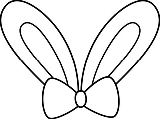Isolated bunny ears and bow tie outline.
Cute rabbit ears coloring drawing.
Transparent background.