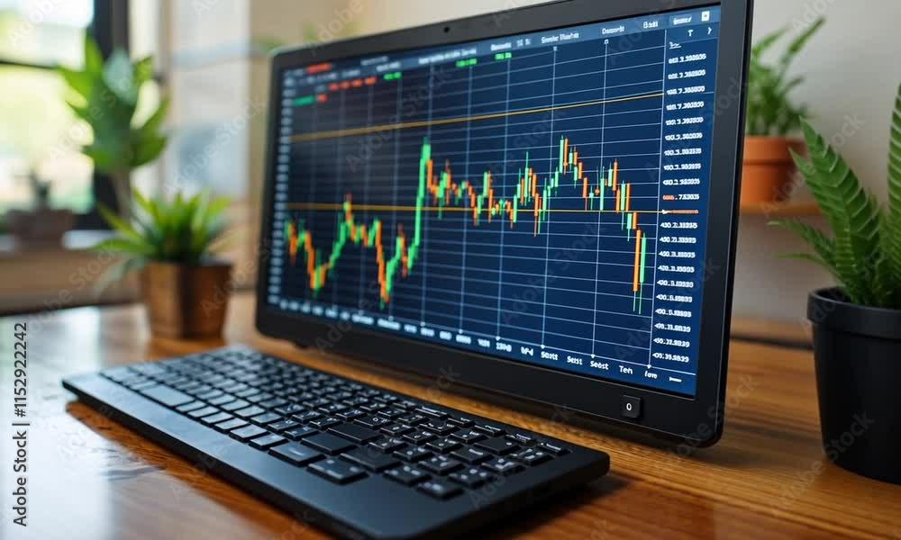 Poster stock market data displayed on a computer screen