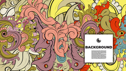 Colorful doodle art with various elements. it is suitable for background, book cover, cover, template, flayer, summer project. it is also useful for coloring book project.