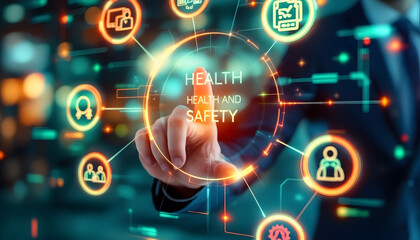 Obraz premium Health and Safety Concept with Futuristic Digital Interface Design