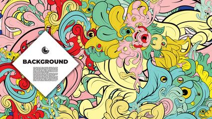 Whimsical abstract doodle illustration ideal for backgrounds, landing pages, templates, book, magazine covers, template, cover, and digital need.