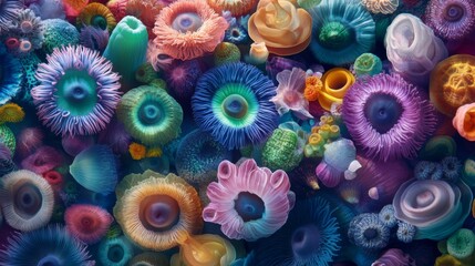 Vibrant Sea Anemones in Natural Background