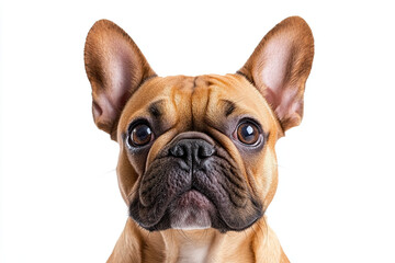 Fototapeta premium French bulldog with large ears and a playful face, standing out on white