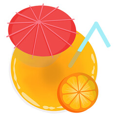 orange juice and slice of lemon