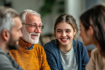 Senior and young people discussing ideas, representing intergenerational respect