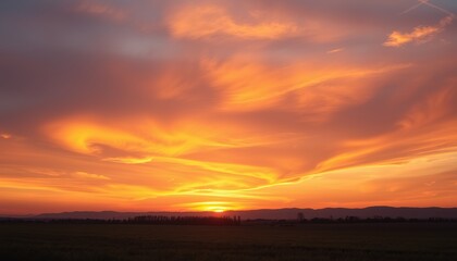 Obraz premium Vibrant sunset sky with streaks of pink, orange, and purple, creating a breathtaking view of nature's beauty at dusk.