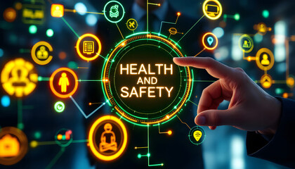 Obraz premium Health and Safety Concept with Futuristic Digital Interface Design