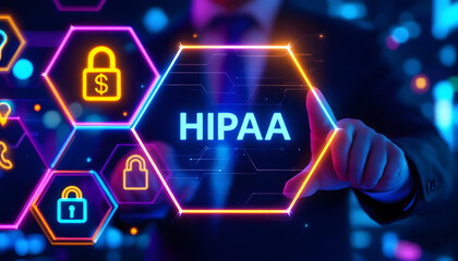 Fototapeta premium HIPAA Compliance Technology, Healthcare Data Security Interface