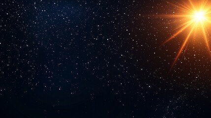 Fototapeta premium A vibrant star shines brightly against a dark, starry background, creating a cosmic atmosphere filled with wonder and beauty.