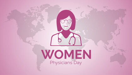 National Women Physicians Day creative concept design. Vector template for banner, greeting card, poster, prints, social media, flyer ,with background.