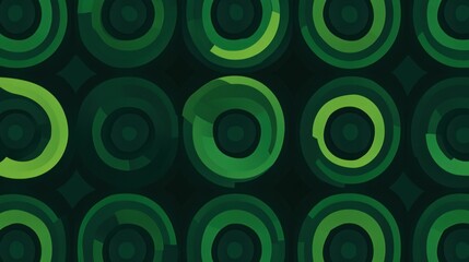 A pattern of concentric circles in varying shades of green on a dark background.