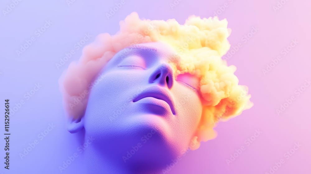 Poster surreal artistic expression of a dreamy face digital creation colorful background abstract environme
