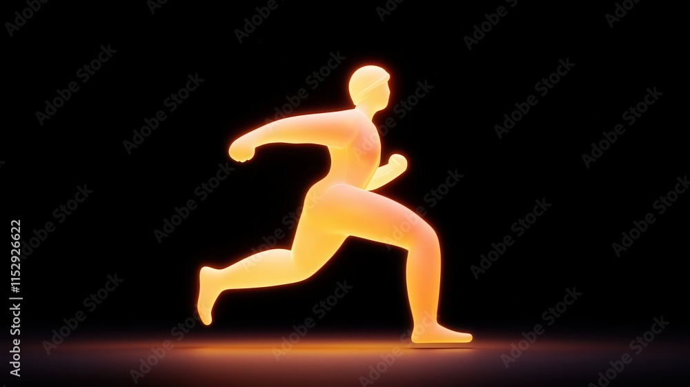 Poster Dynamic running silhouette studio animated graphic dark background side view motion and energy concept