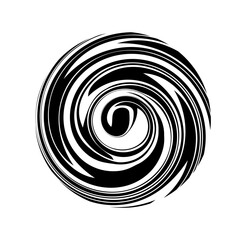 Circular black and white curl. Hypnotic round structure. Abstract minimalistic creativity and art. Template and layout. Flat vector illustration