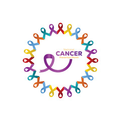 National Cancer Prevention Month creative concept design. Vector template for banner, greeting card, poster, prints, social media, flyer ,with background.