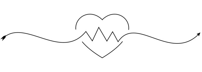 Fototapeta premium line art illustration of heart vibrations on valentine's day