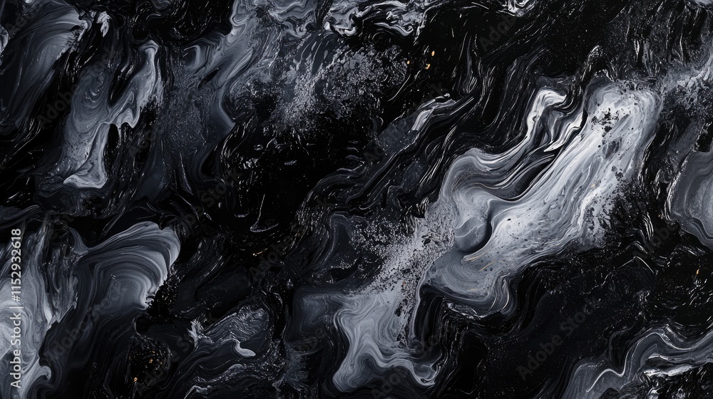 Poster abstract fluid dark grey and black marble texture with soft swirls and waves for artistic background