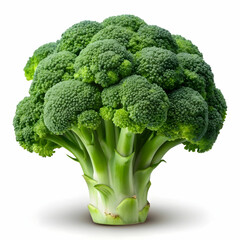 Fresh broccoli isolated on a transparent background, showcasing its vibrant green florets and sturdy stalks.