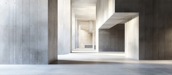 Modern minimalist interior with gray concrete walls and open spaces perfect for contemporary living and design aesthetics