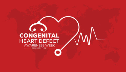 Congenital Heart Defect Awareness Week creative concept design. Vector template for banner, greeting card, poster, prints, social media, flyer ,with background.
