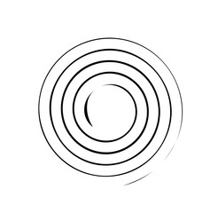 Circular black and white curl. Abstract minimalistic creativity and art. Rotation effect. Whirlwind and curve. Logo or emblem. Flat vector illustration