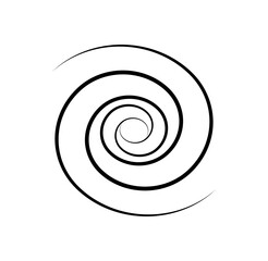 Circular black and white curl. Abstract minimalistic creativity and art. Rotation effect. Whirlwind and curve. Social media sticker. Flat vector illustration