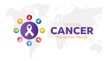 National Cancer Prevention Month creative concept design. Vector template for banner, greeting card, poster, prints, social media, flyer ,with background.