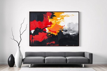 Frame mockup, Living room wall poster mockup. Interior mockup with house background. Modern interior design.	
