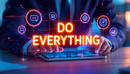Empowering Productivity: Futuristic Technology Concept with Neon 'Do Everything' Glow