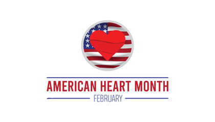 Obraz premium American Heart Month creative concept design. Vector template for banner, greeting card, poster, prints, social media, flyer ,with background.