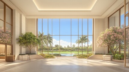 Luxurious Lobby with Scenic Golf Course View