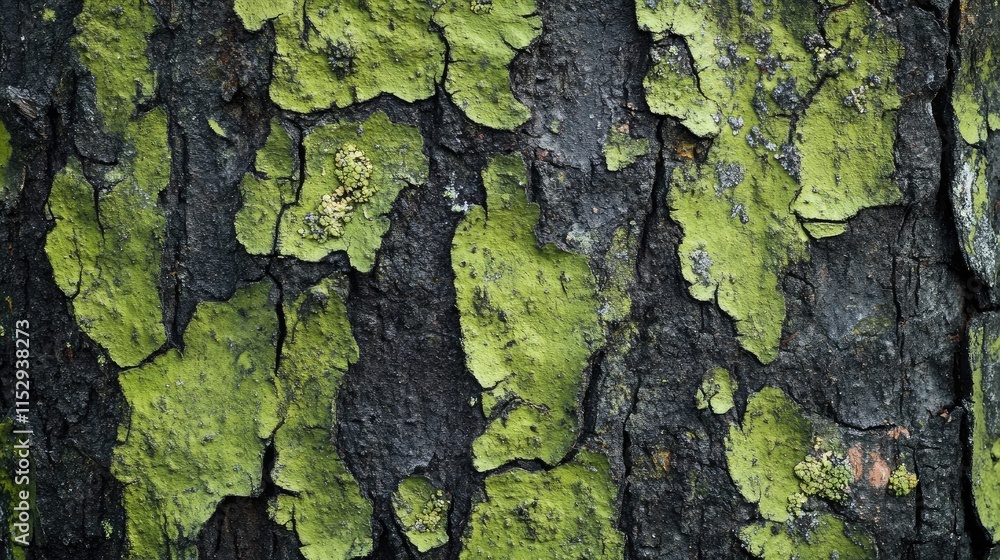 Poster lush green tree bark texture with vibrant moss creating a natural organic background for design and 