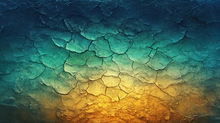 An organic and surreal textured composition, transitioning from midnight blue at the top to emerald green in the center and merging into warm shades of golden .