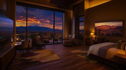 Naklejka premium Luxury Suite Sunset View Mountain Range