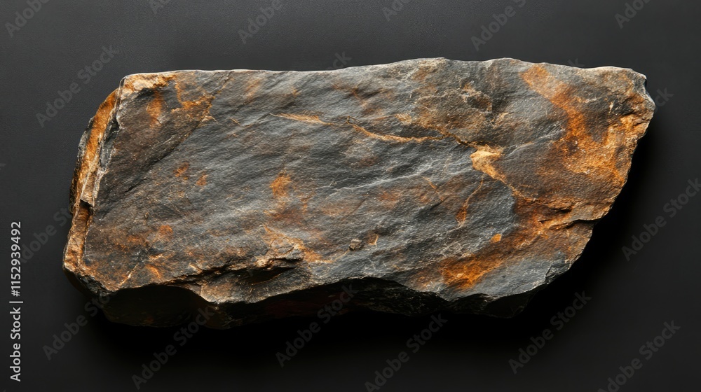 Aufkleber natural textured stone slab on black background showcasing unique patterns and earthy colors for cre