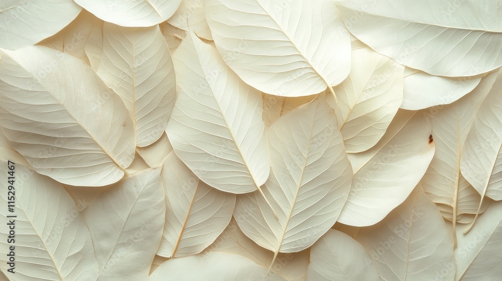 Poster dry white leaves background with a textured and soft nature aesthetic ideal for use in design and ar