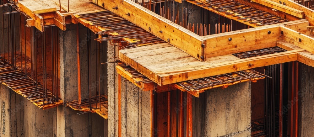 Aufkleber innovative wooden formwork structure highlighting key construction techniques and design elements in