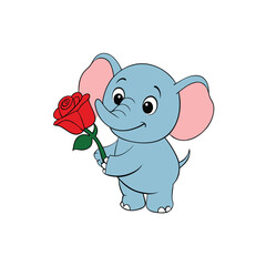 elephant holding a rose 