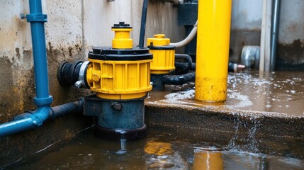 Sump Pump System, underground water drainage Concept