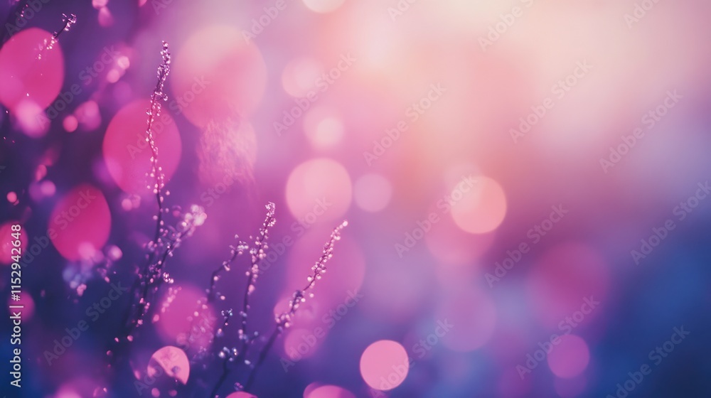 Poster colorful nature bokeh background with soft blurry lights and dew drops creating a dreamy atmosphere 