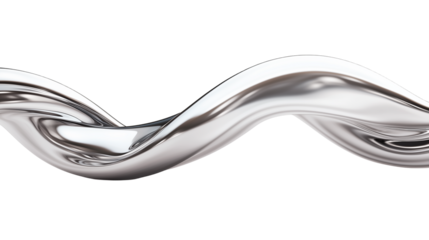PNG metallic swirl wave with a flowing, intertwined design, isolated on white his abstract motion piece exudes elegance and dynamic energy, ideal for modern design or artistic 