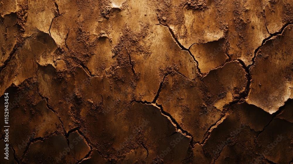 Poster dry cracked soil texture background showcasing the natural patterns of barren land in a close up vie